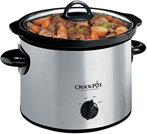 Oval Ceramic Crock-Pot 3 Quart Manual Slow Cooker – Silver S24N - Large Capacity Electric Stew Pot & Slow Cooker - 3 Quarts