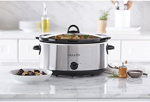 Oval Ceramic Crock-Pot 7 Quart Oval Manual Slow Cooker – Stainless Steel S29K - Stainless Steel Slow Cooker with Locking Lid Detail