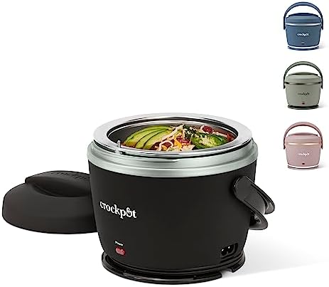 Rapid Heating Crock-Pot Electric Lunch Box Food Warmer 20oz – Black S26G - Leak-Proof Heated Bento Box Lunch Warmer - Black Licorice