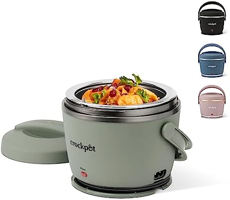Mini Personal Crock-Pot Portable Electric Lunch Box Food Warmer – Green S21D - Mini Personal Food Warmer for Healthy Meal Prep - Moonshine Green
