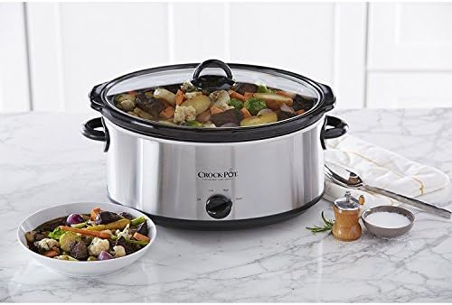 Oval Ceramic Crock-Pot 7 Quart Oval Manual Slow Cooker – Stainless Steel S29K - Stainless Steel Slow Cooker with Locking Lid Detail
