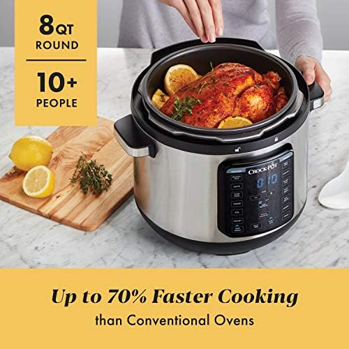 Smart Digital Crock-Pot 8 Quart Express Crock Multi-Use Pressure Cooker S05K - Heavy-Duty Stainless Steel Speed-Cooking Pot Detail