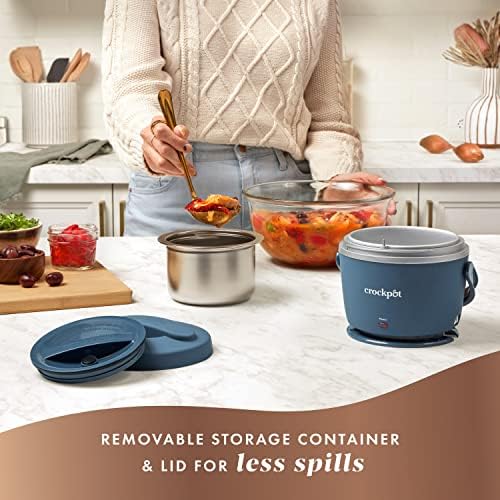 Leak-Proof Crock-Pot Electric Lunch Box Food Warmer 20oz – Faded Blue S22V - Portable Electric Lunch Box Food Warmer Detail