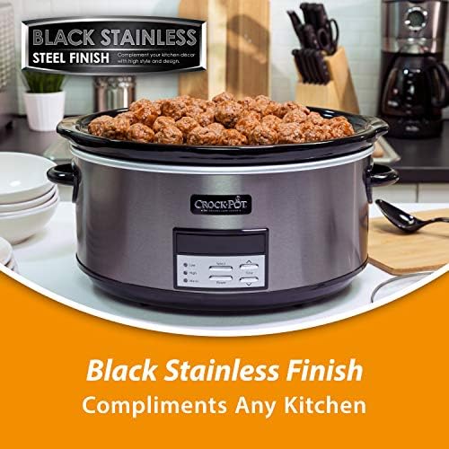 Programmable Crock-Pot 8 Quart Programmable Slow Cooker with Auto Warm S28G - Stainless Steel Slow Cooker with Locking Lid Detail