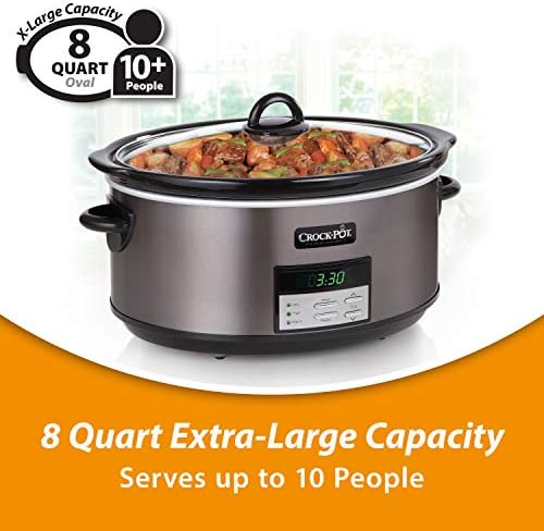Programmable Crock-Pot 8 Quart Programmable Slow Cooker with Auto Warm S28G - Stainless Steel Slow Cooker with Locking Lid Detail