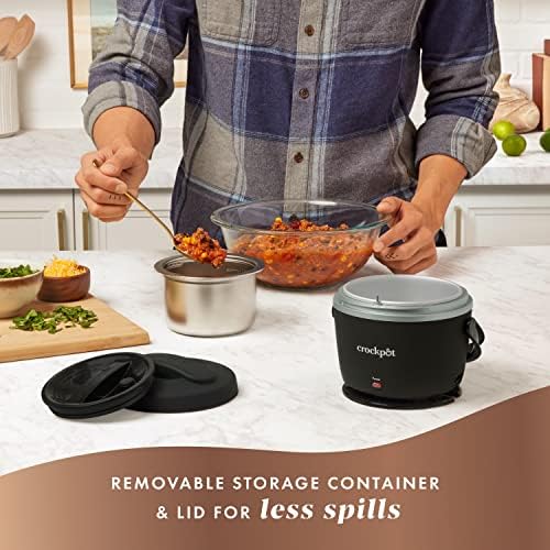 Rapid Heating Crock-Pot Electric Lunch Box Food Warmer 20oz – Black S26G - Leak-Proof Heated Bento Box Lunch Warmer Detail