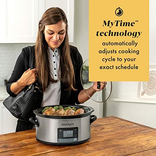 Programmable Crock-Pot MyTime 6 Quart Programmable Slow Cooker S08D - Stainless Steel Slow Cooker with Locking Lid Detail
